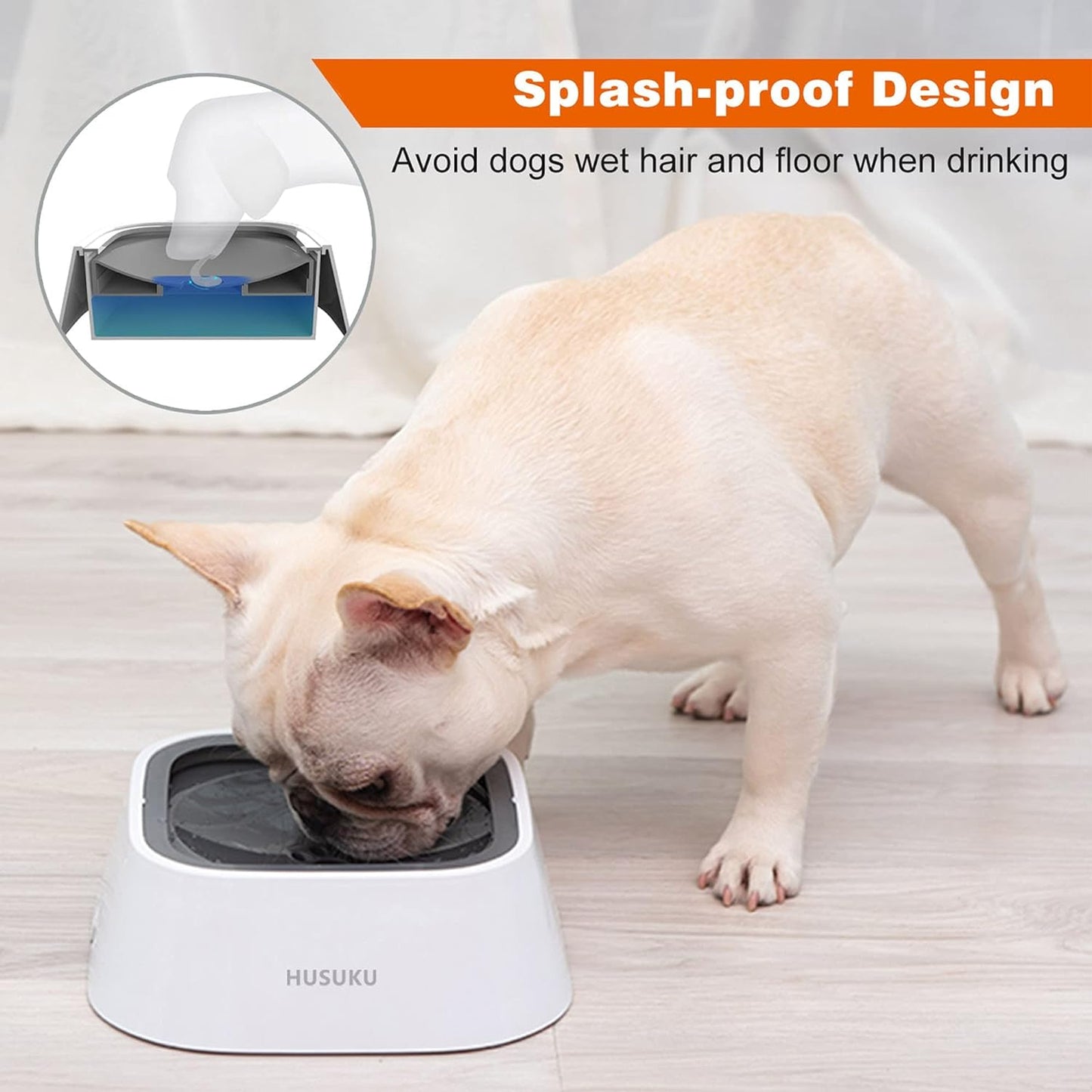 Pet Water Bowl: Slow Feeder with No-Slip Design - 35oz Capacity