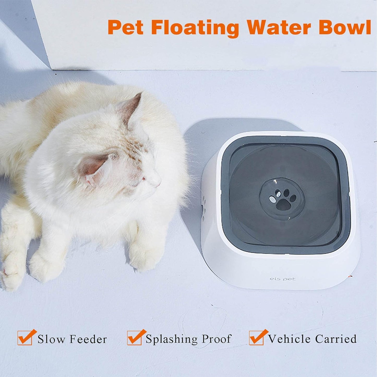 Pet Water Bowl: Slow Feeder with No-Slip Design - 35oz Capacity